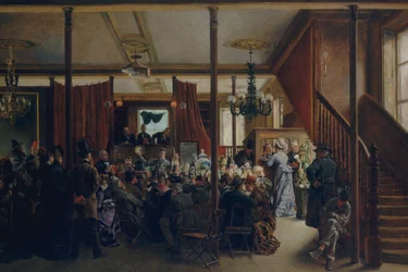 Auksjonssalg i Clinton Hall, New York, 1876, 1876.