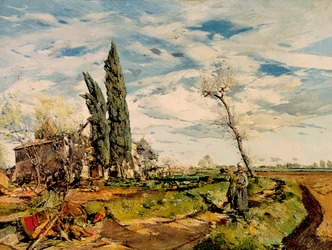 "" Kapellet "" Maleri av Ignasi Mallol (1892-1940). 1925. Barcelona. Nasjonalmuseet for kunst i Catalonia.