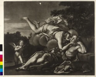 Mezzotint av Ignatius Unterberger Selene og Endymion (mezzotint)