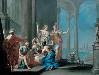 Achilles and the Daughters of Lycomedes (olje på lerret)