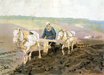 Grev Tolstoj pløyer - ifølge Repines maleri