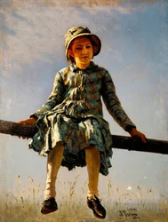 Dragonfly. Portrett av kunstnerens datter. Maleri av Ilya Yefimovich Repin (Ilia Repin) (1844-1930), olje på lerret