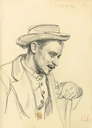 Mann med hatt i profil, ca. 1872-1875