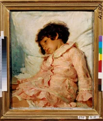 Portrett av Nadia (Nadya) Repina, kunstnerens datter. Maleri av Ilja Jefimovitsj Repin (Repine) (1844-1930)