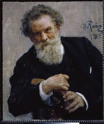 Portrett av forfatteren Vladimir Korolenko (1853-1921). (Portrett av forfatteren V. Korolenko). Maleri av Ilya Yefimovich Repin (Ilia Repin) (1844-1930), olje på lerret