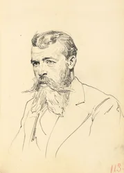 Portrett av en mann med bart og skjegg, ca. 1872-1875