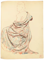 Studie for "A Parisian Cafe": Studie av kjole for sittende kvinne, ca. 1872-1875