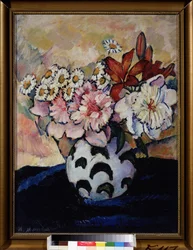 En haug med blomster. Maleri av Ilya Ivanovich Mashkov (Ilia Mashkov, Matchkov) (1881-1944), olje på lerret