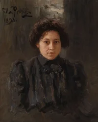 Portrett av kunstnerens datter Nadezhda Repina, 1898.