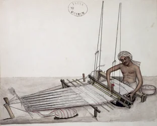 AS10 Vol.52 f5 4904 kat.201 i-iv Weaver at a loom, Bombay, ca.1873 (akvarell på papir)