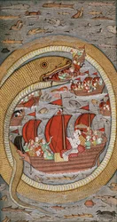 En monstrøs slange som fortærer den kongelige flåten, ca. 1670-1690