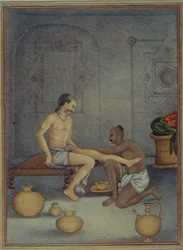 Legg til 27255 fol.208v A Man with his Ghulam Servant, fra 