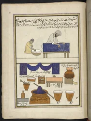 Klutskriver med håndblokk og fargestoff,  86 tegninger bundet inn i et bind som viser handel og yrker i Kashmir, håndverkere vises i arbeid med redskaper og utstyr,  Av en Kashmir-kunstner, sannsynligvis i Srinagar, ca. 1850-60 (gouache på papir)