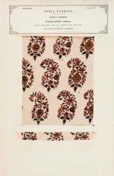 Prøve av grovt bomullstrykk fra Masulipatam i Madras, fra The Collection of the Textile Manufacturers of India, av John Forbes Watson, utgitt i 1866