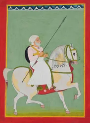 Ridesportrett av Durgadas Rathore, ca. 1800