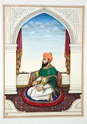 Fakir Syad Aziz-o-Deen, fra The Kingdom of the Punjab, its Rulers and Chiefs, bind I, et bind med 27 akvarellstudier av en uidentifisert indisk kunstner, ca. 1840 (wc på papir)