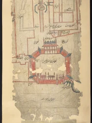 IO Islamic 4725 Fort of Delhi og området mot nord, seksjon fra en rulle som viser 