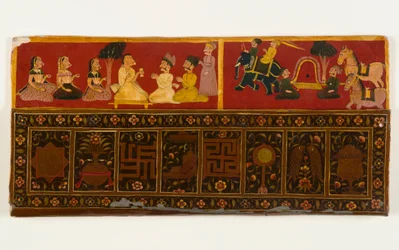 Jain bokomslag (ugjennomsiktig wc og metallisk pigment på papir med lakkoverlegg) (se 423290 for recto)