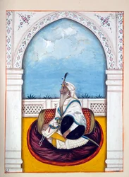 Jemadar Khushyal Singh, fra The Kingdom of the Punjab, its Rulers and Chiefs, bind II, et bind på 30 akvarellstudier av en uidentifisert indisk kunstner, ca. 1840 (wc på papir)