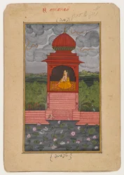 Kamodani Ragini, side fra en spredt Ragamala-serie, ca. 1800 (wc på papir)