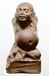 Kubera, Hindu God of Wealth, Ramnagar-kultur, fra Ahichatra, Uttar Pradesh, 200 AD (rød sandstein)