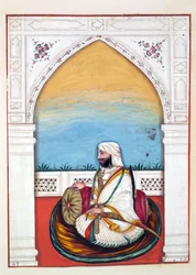 Nawab Imam-od-dun, fra The Kingdom of the Punjab, its Rulers and Chiefs, bind II, et bind på 30 akvarellstudier av en uidentifisert indisk kunstner, ca. 1840 (wc på papir)