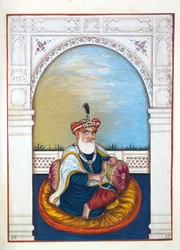 Nawab Sarfaraz Khan (Multani), fra The Kingdom of the Punjab, its Rulers and Chiefs, bind II, et bind med 30 akvarellstudier av en uidentifisert indisk kunstner, ca. 1840 (wc på papir)