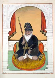 Nutta Singh Akali, fra The Kingdom of the Punjab, its Rulers and Chiefs, bind II, et bind på 30 akvarellstudier av en uidentifisert indisk kunstner, ca. 1840 (wc på papir)