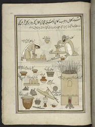 Pottemakere, 86 tegninger bundet inn i et bind som skildrer handel og yrker i Kashmir, håndverkere vises i arbeid med redskaper og utstyr, Av en Kashmir-kunstner, sannsynligvis i Srinagar, ca. 1850-60 (gouache på papir)