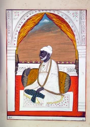 Pundit Madhosudan, fra The Kingdom of the Punjab, its Rulers and Chiefs, bind II, et bind på 30 akvarellstudier av en uidentifisert indisk kunstner, ca. 1840 (wc på papir)