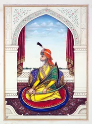 Rajah Chattar Singh, fra The Kingdom of the Punjab, its Rulers and Chiefs, bind I, et bind med 27 akvarellstudier av en uidentifisert indisk kunstner, ca. 1840 (wc på papir)