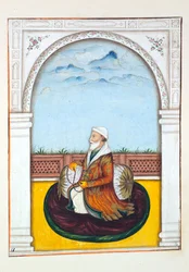 Rajah Dina Nath-Bahadur, fra The Kingdom of the Punjab, its Rulers and Chiefs, bind I, et bind med 27 akvarellstudier av en uidentifisert indisk kunstner, ca. 1840 (wc på papir)