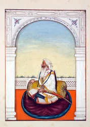Rajah Iej Singh, fra The Kingdom of the Punjab, its Rulers and Chiefs, bind I, et bind med 27 akvarellstudier av en uidentifisert indisk kunstner, ca. 1840 (wc på papir)