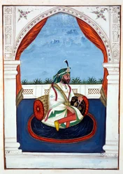 Rajah Lal Singh, fra The Kingdom of the Punjab, its Rulers and Chiefs, bind I, et bind med 27 akvarellstudier av en uidentifisert indisk kunstner, ca. 1840 (wc på papir)