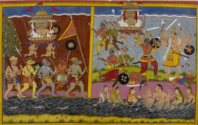 Rāvaṇa går videre for å kjempe mot Arjuna, som beseirer sin general Prahasta