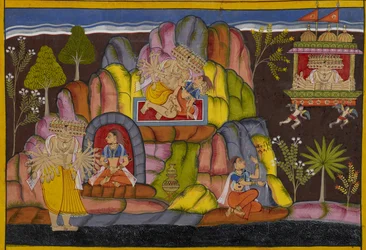 Rāvaṇa griper Vedavatī, som forbanner ham og lover å forårsake hans undergang som Sītā