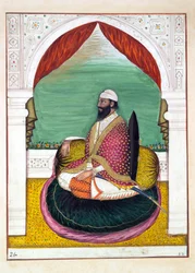 Sirdar Mangal Singh, fra The Kingdom of the Punjab, its Rulers and Chiefs, bind I, et bind på 27 akvarellstudier av en uidentifisert indisk kunstner, ca. 1840 (wc på papir)