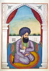 Sirdar Mohammad Sultan Khan, fra The Kingdom of the Punjab, its Rulers and Chiefs, bind II, et bind på 30 akvarellstudier av en uidentifisert indisk kunstner, ca. 1840 (wc på papir)