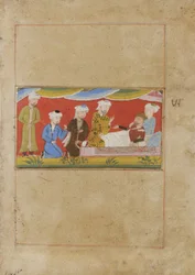 Den syke Alexander dikterer testamentet hans, ca. 1475 (ugjennomsiktig wc på papir)