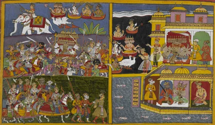 Gudene er vitne til Indras fangst av Ravani og ber senere Ravana om løslatelse.