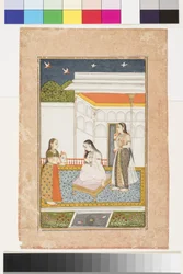 Vilaval Ragini fra Hindol, ca. 1745 (ugjennomsiktig akvarell og gull på papir, montert på en albumside)