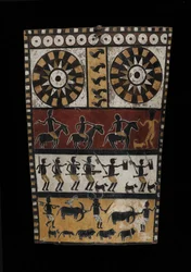 Skjold (balulang), sent på 1800-tallet (bøffelskinn, pigment og tre)