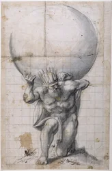 Atlas: lukker bak eller avlastningsscene (penn og blekk på papir)