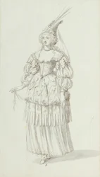 Chloris: alternativ skisse for Henrietta Maria, ca. 1631 (penn og blekk på papir)