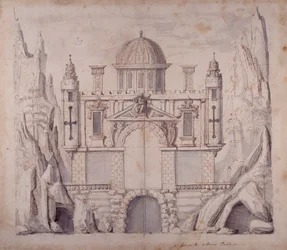 Oberons palass, ca. 1611 (penn og blekk på papir)