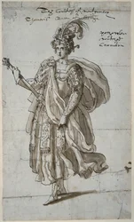 Dronning Tomyris av Massagetai, ca. 1609 (penn og blekk på papir)