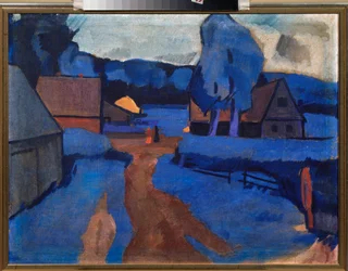 Blått landskap - Maleri av Iosiph (Iosif) Solomonovich Shkolnik (1883-1926), olje på lerret, ca. 1910 - Russisk kunst, 1900-tallet, avantgarde - Privat samling