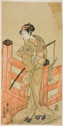 Skuespilleren Nakamura Matsue I som Tsuchiya Umegawa forkledd som den kvinnelige sumobryteren Oyodo (?) i stykket Naniwa no Onna-zumo (?), fremført på Nakamura Theatre (?) i den sjette måneden, 1770 (?)