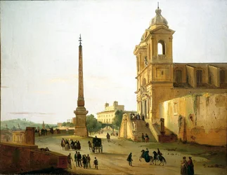 Italia, Roma, Trinity on Mount Church og Sallustian Obelisk av Ippolito Caffi