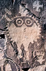 Anasazi-petroglyfer (hellerkunst) i New Mexico.